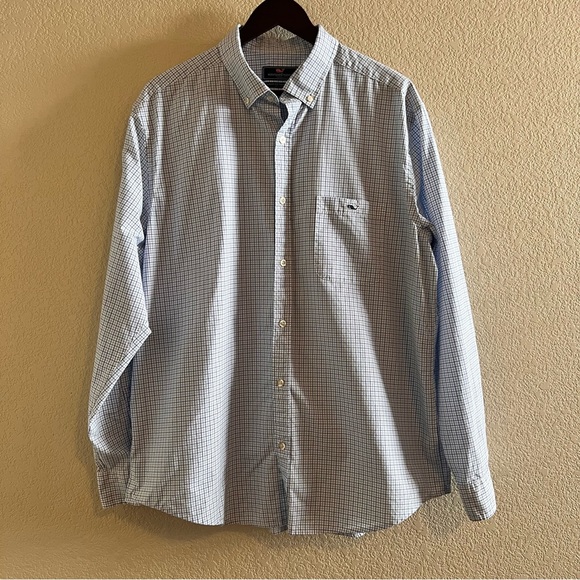 Vineyard Vines Classic Fit Tucker Blue Striped Button Down Shirt Size XL - Picture 2 of 7